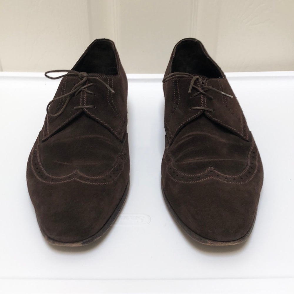 A. Testoni Basic Brown Suede Oxford Wingtip - image 2